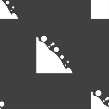 Rockfall icon. Seamless pattern on a gray background. Vector Illustrazione stock