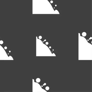 Rockfall icon. Seamless pattern on a gray background. Vector Illustrazione stock