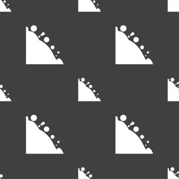 Rockfall icon. Seamless pattern on a gray background. Vector Illustrazione stock
