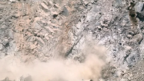 Rockfall in open pit mine static Stock Footage 126904342