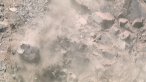 Rockfalls in open pit mine Stock Footage 126904155