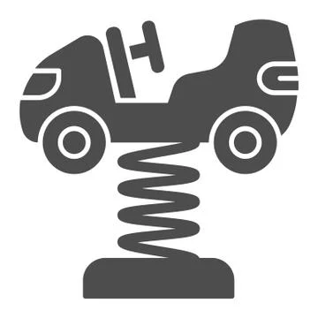 Rocking car toy on springs solid icon, Amusement park concept, Kid car on spring Ilustración de archivo
