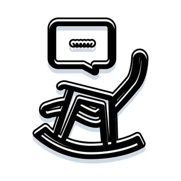 Rocking chair with chat bubble indicating conversation Stock Illustration