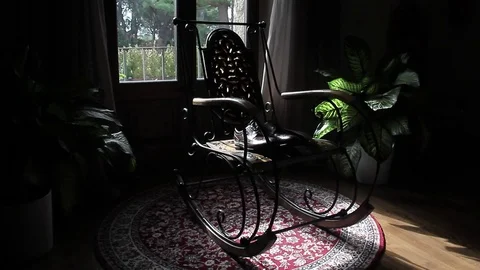 Rocking chair in an empty room Stock Footage 71307451