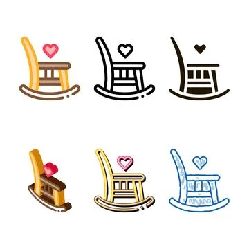 Rocking chair icon edition vector outline 스톡 일러스트