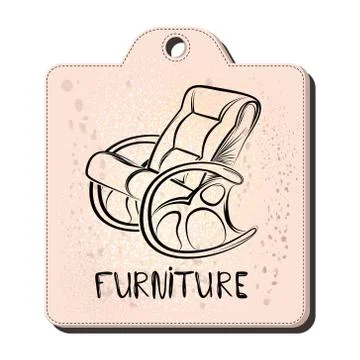 Rocking chair linear pattern on the tag for sale. Furniture. vector illustration Stock Illustration
