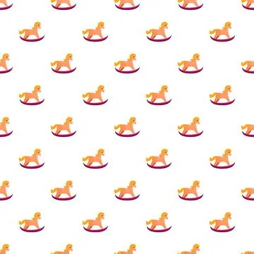 Rocking horse seamless pattern creating fun childhood background Stock Illustration