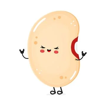Rocking Kidney Bean Throws Devil Horns. Heavy Metal Legume Character Stock Illustration