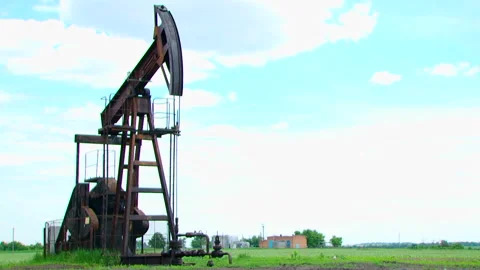 Rocking machine for the oil field at work Stock Footage 140222304