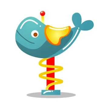 Rocking whale on spring vector illustration isolated on white background Stock Illustration