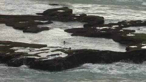 Rockpool in the sea Stock Footage 11144514
