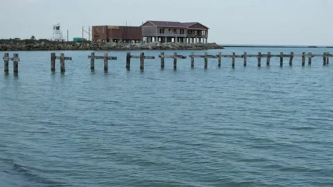 Rockport TX 14 sec broken pier pan 4k Video stock 140473441