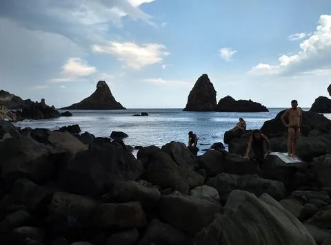 Rocks of Aci Trezza Stock Photos