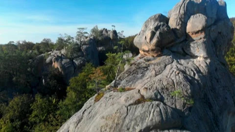 Rocks, ancient settlement and forest Stock Footage 157763065