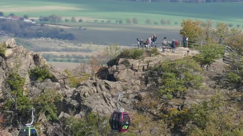 Rocks and cable car in the Bode Valley, Thale; Harz, Saxony-Anhalt; Germany, Video stock 146061136