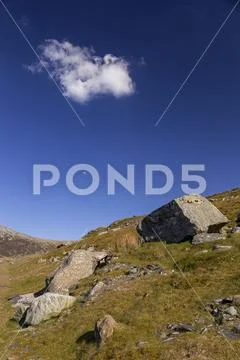 Rocks and cloud at Marchlyn Mawr, Snowdonia, Wales Stock Photos