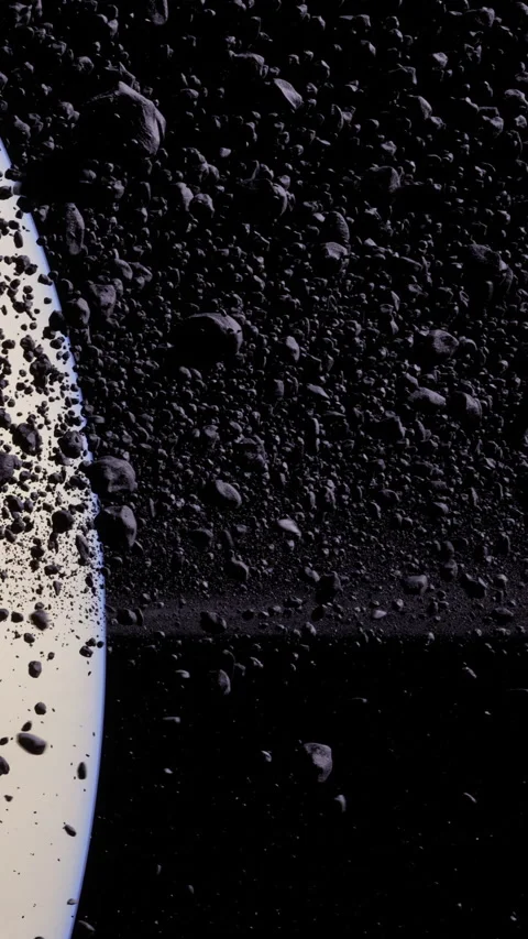 Rocks and debris floating in space near a planet Stock Footage 337893321