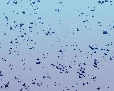 Rocks and debris flying through sky, 3d render Stock Illustration