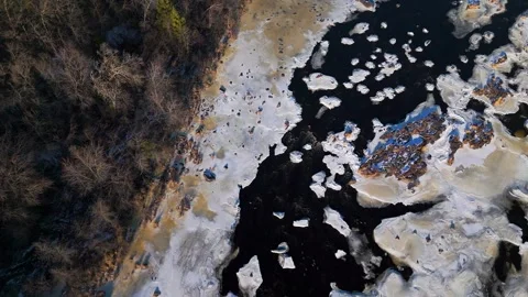 Rocks and ice on Chippewa river Stock Footage 301263702