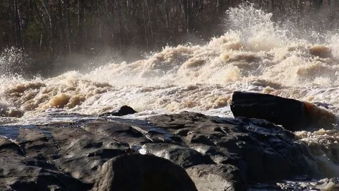Rocks and rapids of the St Louis River Stock Footage 83658016