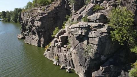 Rocks and rock riffs on a mountain river in summer. Stock Footage 144470254