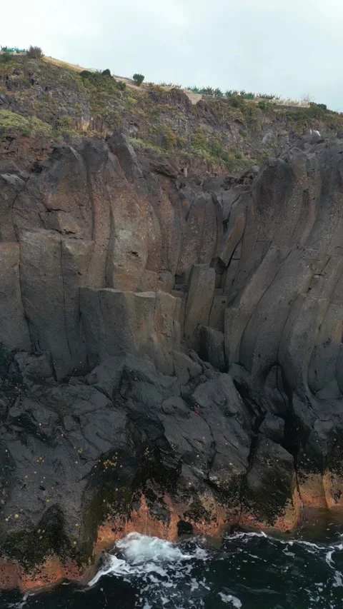 Rocks and stone pattern, natural grey cliff, rocky surface or texture Stock Footage 247583379