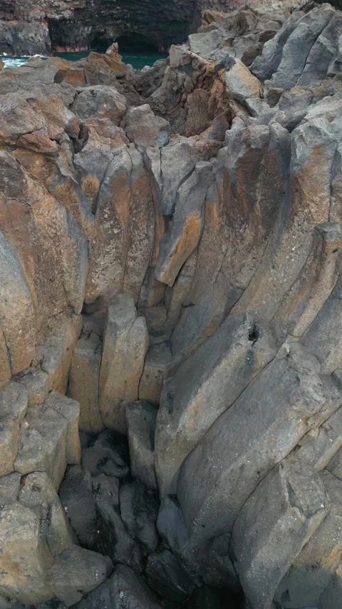 Rocks and stone pattern, natural grey cliff, rocky surface or texture Stock Footage 247916180