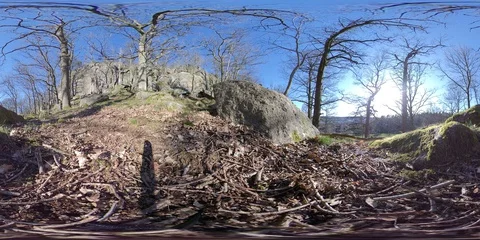 Rocks and trees In a Valley at Fall -360 VR Stock Footage 129490527