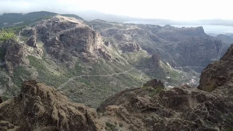 Rocks and valley view Stock Footage 124496209