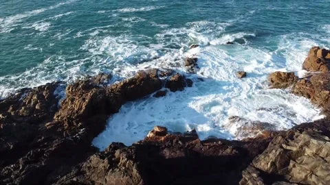 Rocks and view of ocean from Jersey coast Video stock 150689661