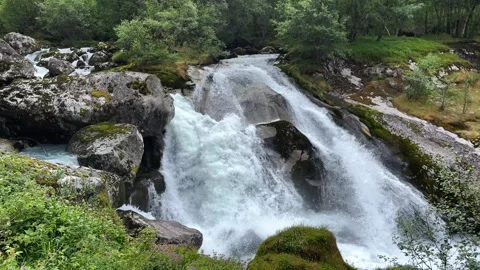 Rocks and a waterfall river Stock Footage 337365047
