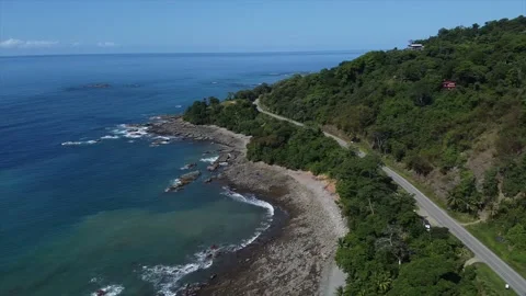 Rocks and waves along Costa Rica's Pacific coast Stock Footage 169871393
