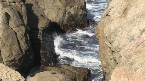 Rocks and Waves medium distance Stock Footage