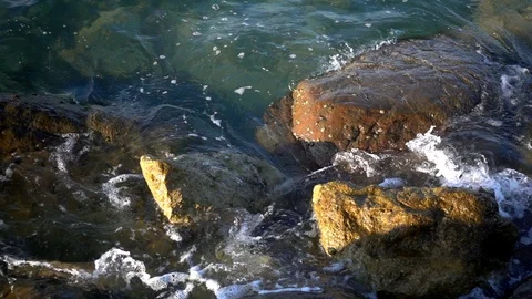 Rocks and wavew Stock Footage 93360854
