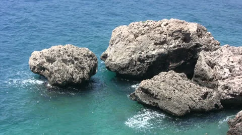 Rocks in Antalya bay Stock Footage 25592604