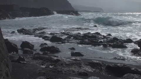 Rocks on the Beach Covered With Water Stock Footage 75921267
