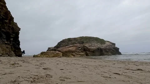 Rocks on the beach in Galizia Stock Footage 220679865