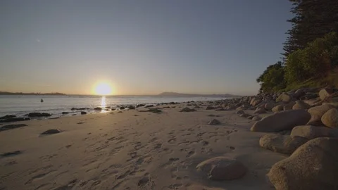 Rocks Beach Sunset Stock Footage 181380897