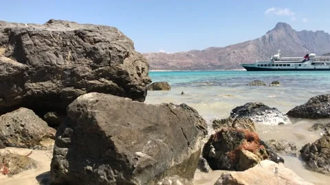 Rocks being hit by gentle waves (Greece) Stock Footage 155626098