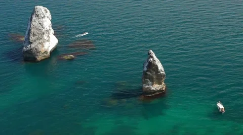 Rocks In The Blue Sea Camera High Video stock 52087305