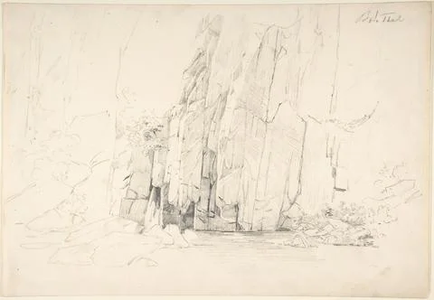 Rocks in the Bode Valley; verso: Small Landscape Studies 18001840 Karl Blec.. Illustrazione stock