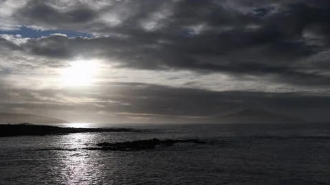 Rocks Breaking the Oceans Surface at Sunset. Achill Island, Ireland. 4K60 Stock Footage 239486264
