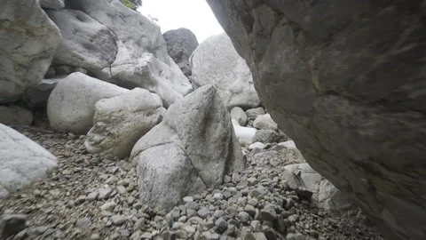 Rocks at Bungonia gorge with man exploring in national park-Bungonia National Pa Stock Footage 149240094