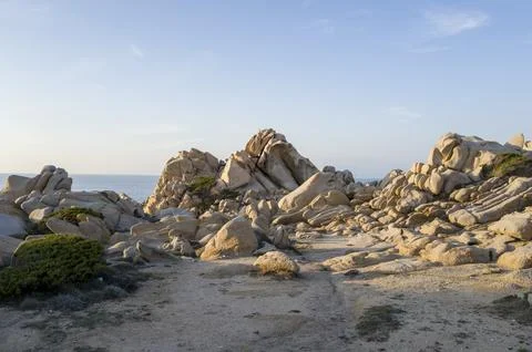 The rocks at Capo Testa, Capo Testa, Sardinia, Italy Stock Photos