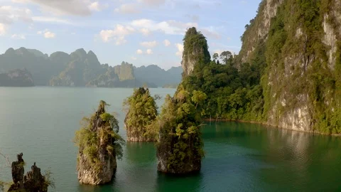 Rocks in Cheow Lan Lake Stock Footage 102033790