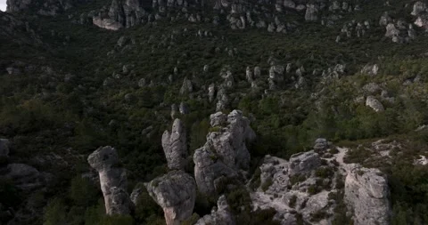 The rocks at The Cirque de Moureze close to the Lac du Salagou Stock Footage 201517727