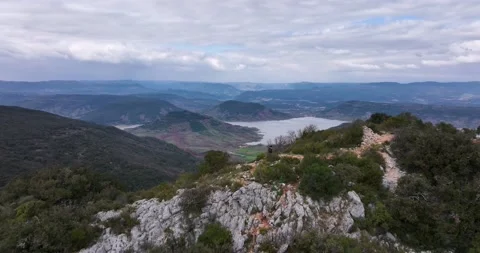 The rocks at The Cirque de Moureze close to the Lac du Salagou Stock Footage 201517893