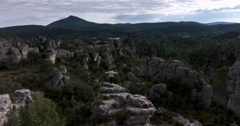 The rocks at The Cirque de Moureze close to the Lac du Salagou Stock Footage 201518310