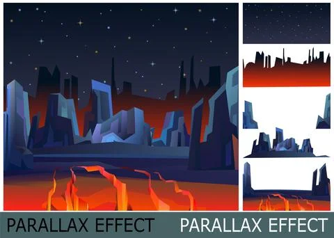 Rocks cliffs landscape. Image from layers for overlay with parallax effect Stock Illustration