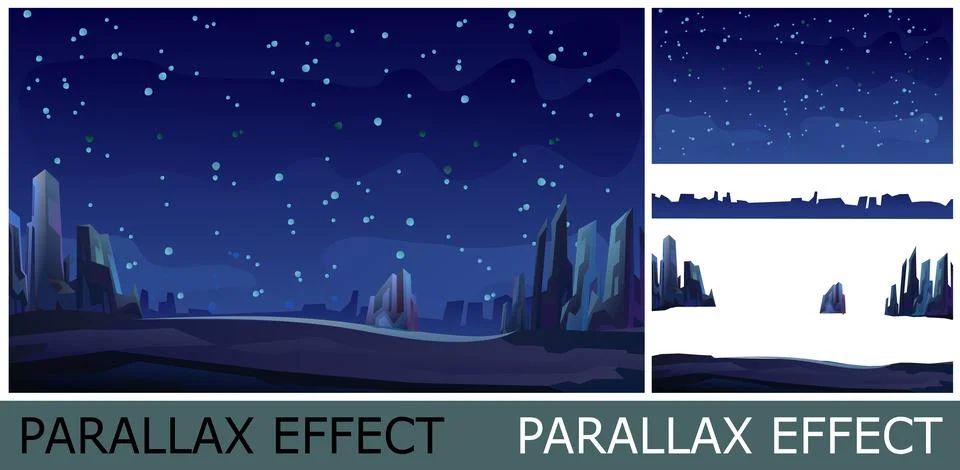 Rocks cliffs landscape. unexplored planets. Image from layers for overlay wit Stock Illustration